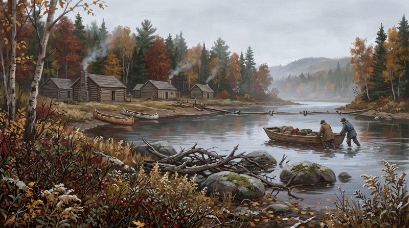 Illustration of I would like images that depict authentic How the County Was Formed in Aroostook County Maine. I want each image to depict a different scene based on How the County Was Formed in the season I have selected. The images need to depict com...