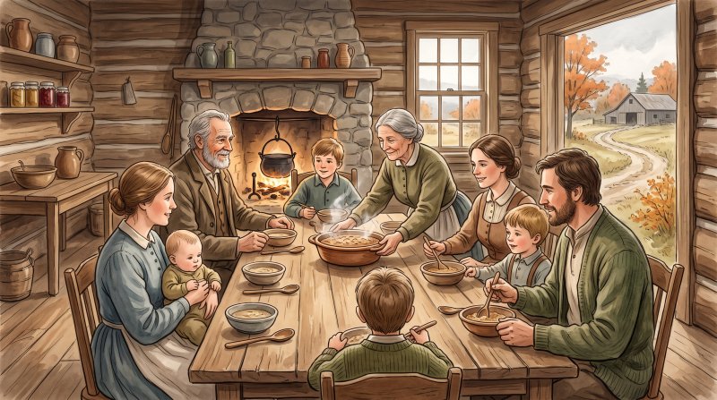Illustration of I would like images that depict authentic Early Towns and First Families in Aroostook County Maine. I want each image to depict a different scene based on Early Towns and First Families in the season I have selected. The images need to ...