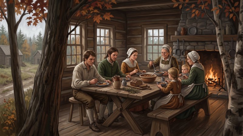 Illustration of I would like images that depict authentic Early Towns and First Families in Aroostook County Maine. I want each image to depict a different scene based on Early Towns and First Families in the season I have selected. The images need to ...