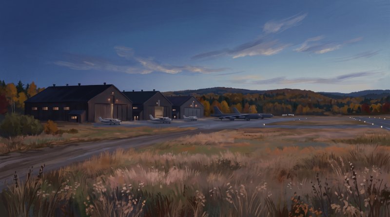 Illustration of I would like images that depict authentic Loring Air Force Base in Aroostook County Maine. I want each image to depict a different scene based on Loring Air Force Base in the season I have selected. The images need to depict Loring Air ...