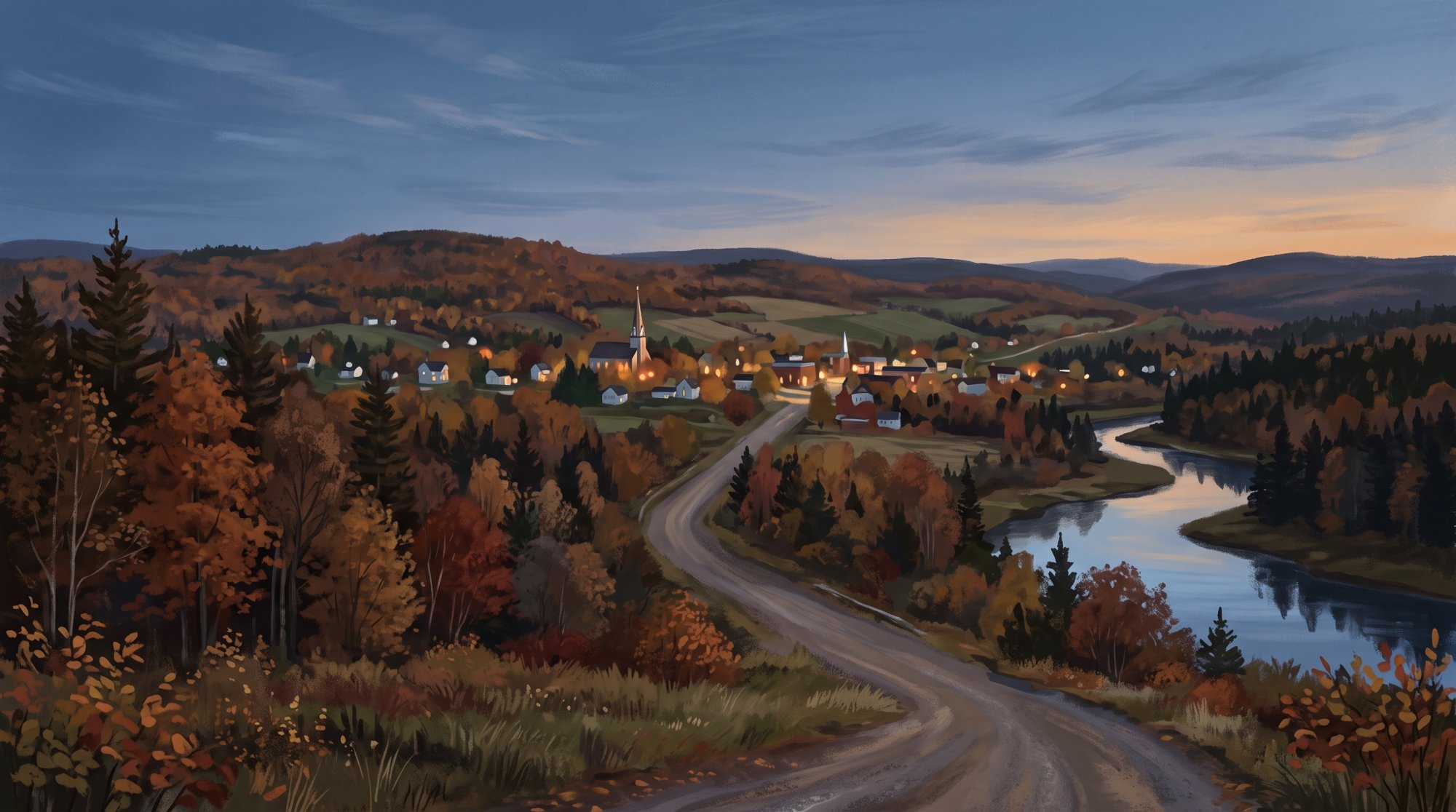 Illustration of I need images that depict this area of Aroostook County, Maine. I want it to look authentic and natural and include images in and around the area heavily leaning on Houlton because it is the county seat.