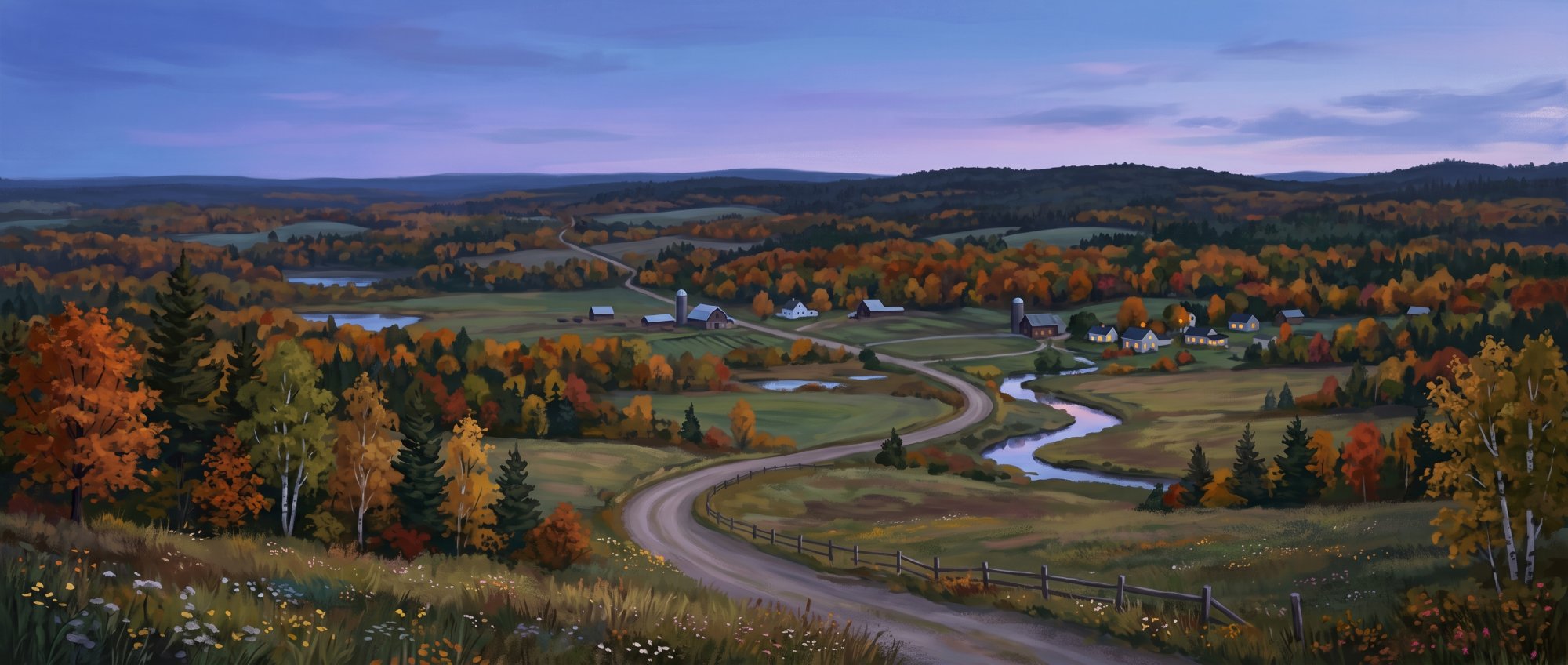 Illustration of I would like you to find pictures that depict Perham Maine and the surrounding area.
